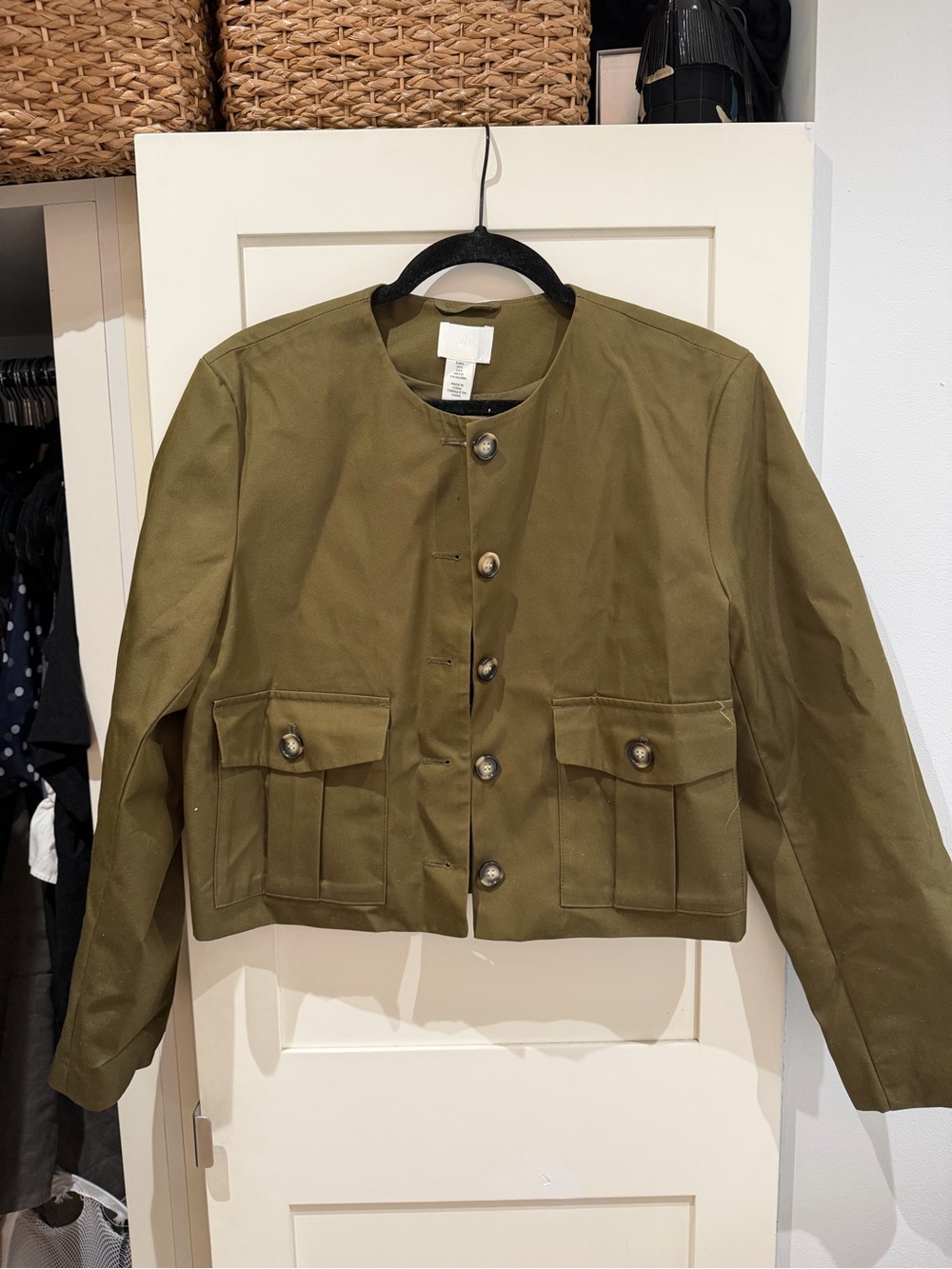 H&M Olive Utility Cropped Jacket